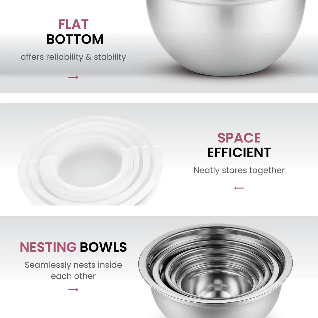 Stainless Steel Bowl Set of 5pcs