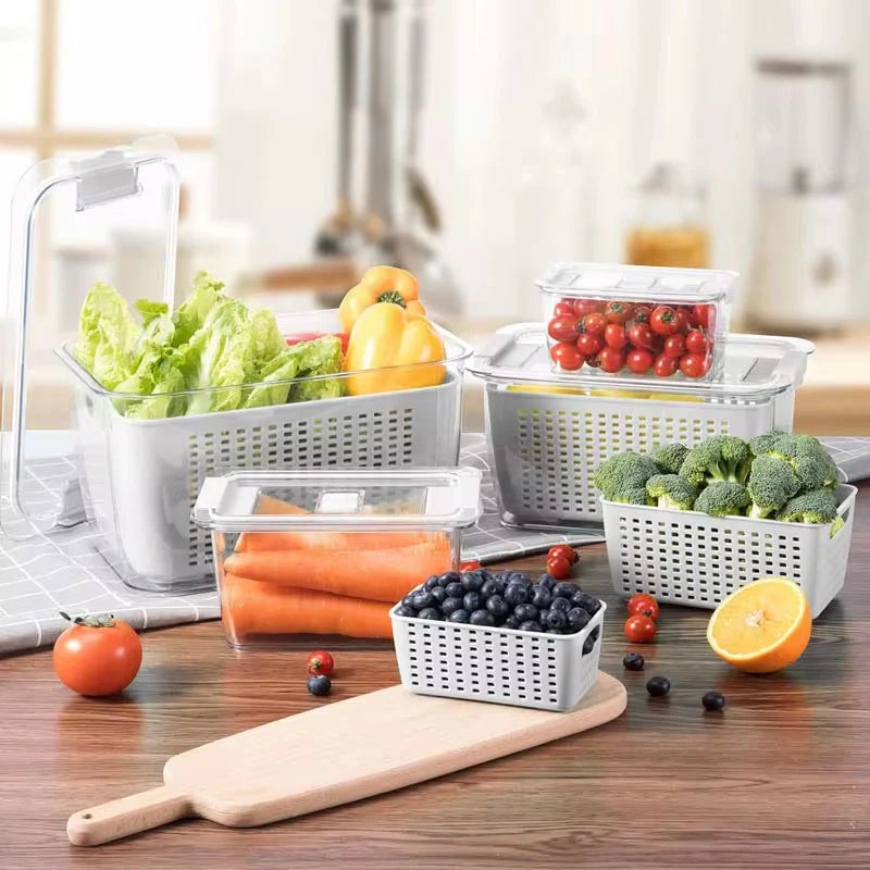 Acrylic Fridge Container With Strainer