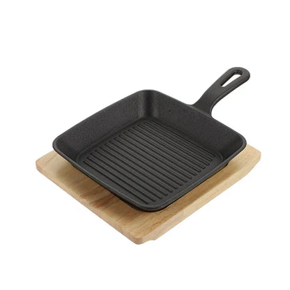 Cast Iron Pan With Wooden Base