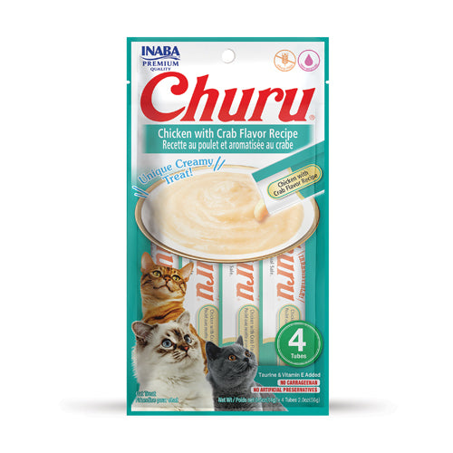 INABA CHURU CAT CHICKEN WITH CRAB  FLAVOR RECIPE 4 TUBES