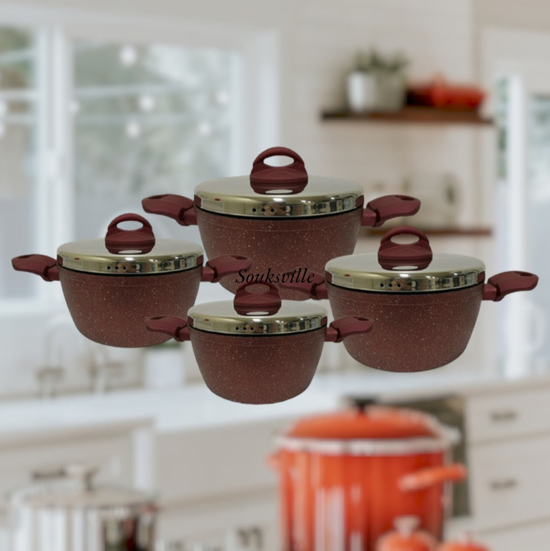 Lava Stone Granite 4 Pots Cookware Set