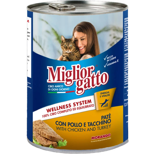 MIGLIOR GATTO CON POLLO E TACCHINO PATE 400G