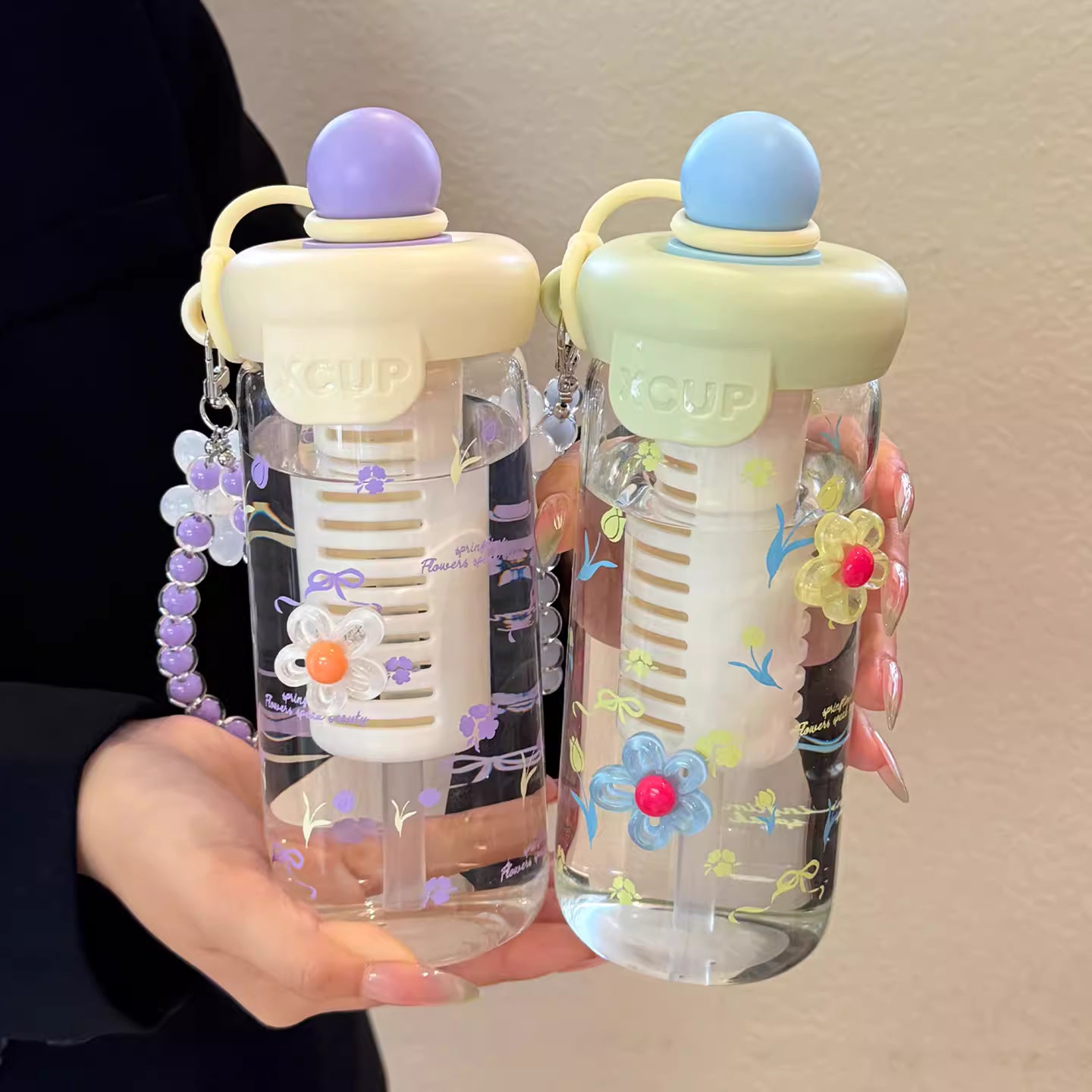 Glass Bottle with Flower Holder