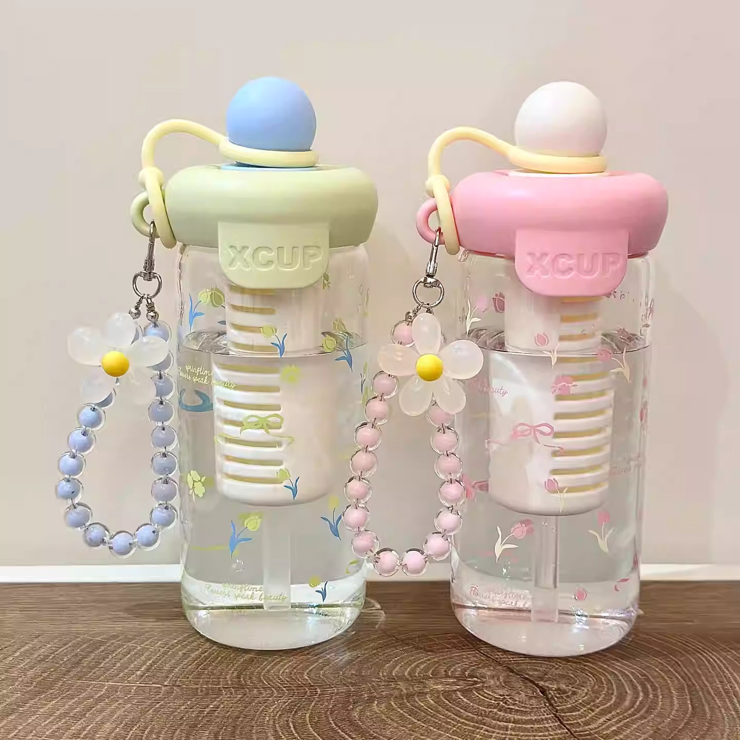 Glass Bottle with Flower Holder