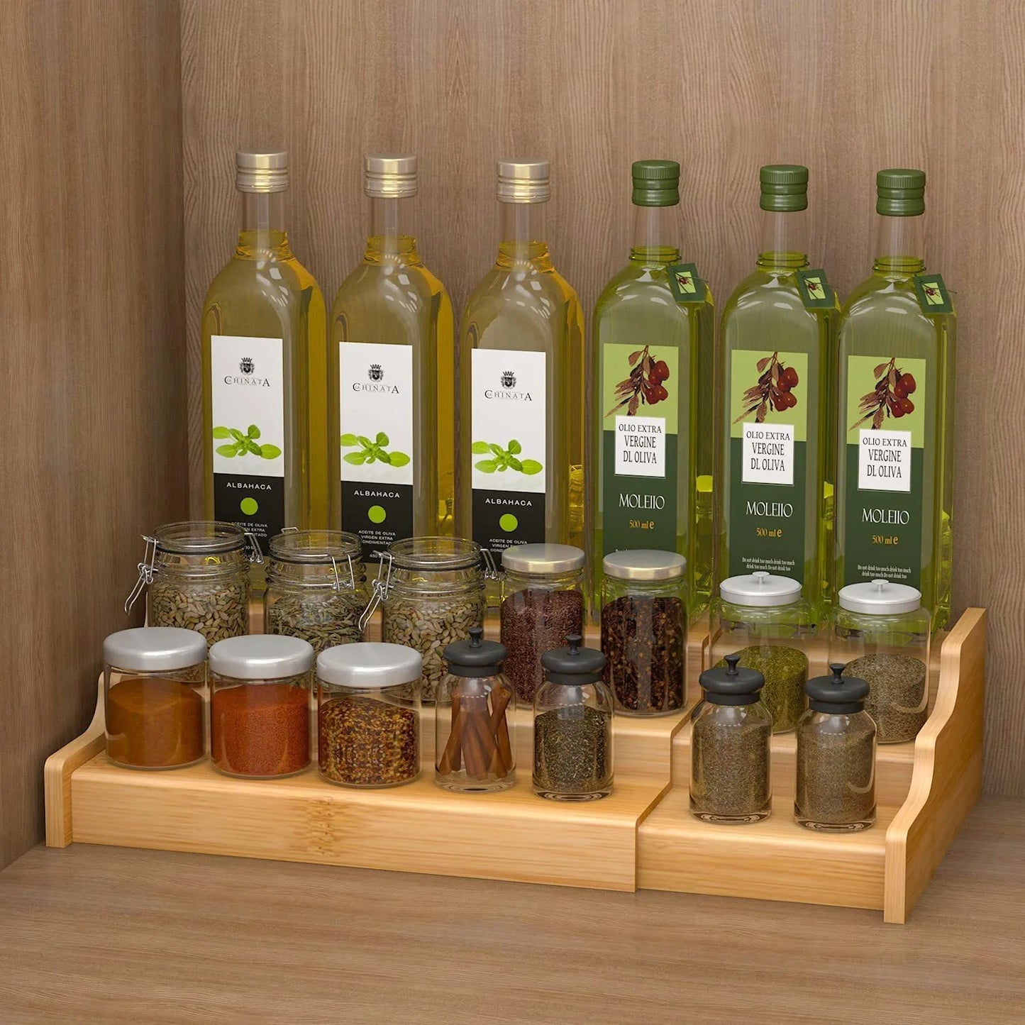 Bamboo Spice Rack Organizer