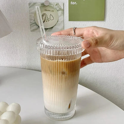 Lined Plastic Cup with Glass Straw