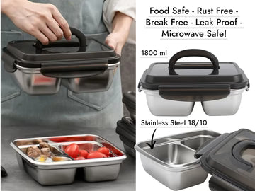 Stainless Steel 2 Compartments Food Container