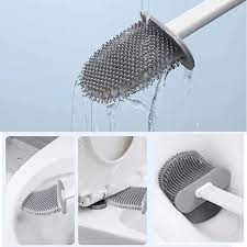 Oval Silicone Toilet Brush with Stand 