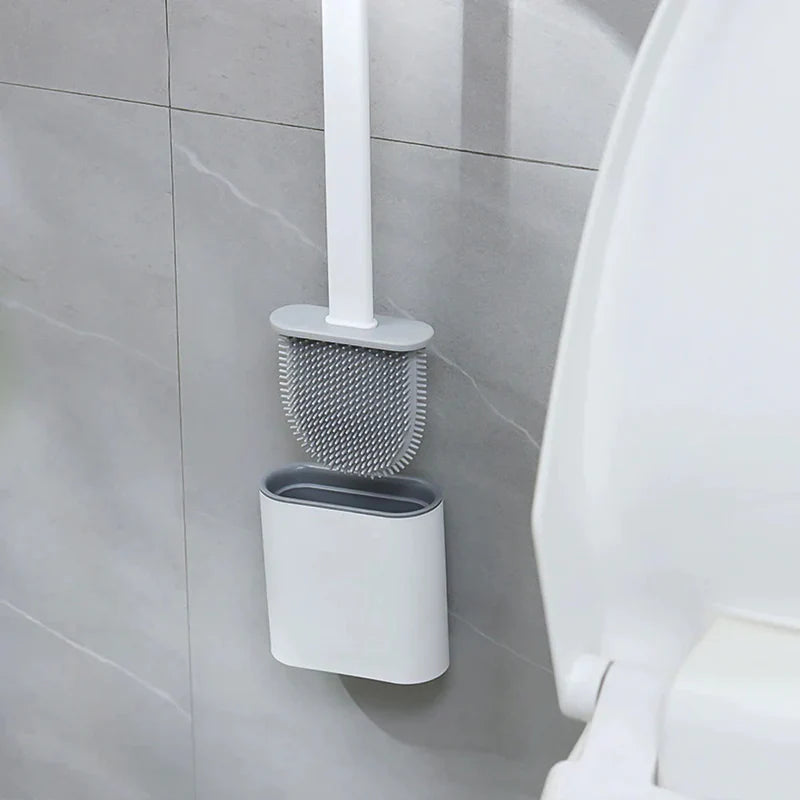 Oval Silicone Toilet Brush with Stand 