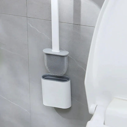Oval Silicone Toilet Brush with Stand 
