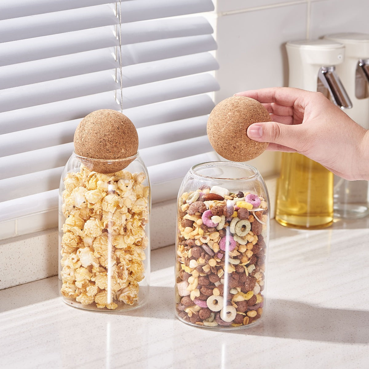 Jar with Cork Ball Lid ( Set Of 4)