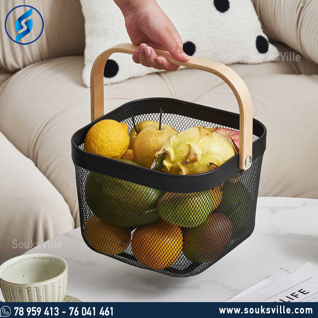 Risatorp Square Basket With Wood Handle