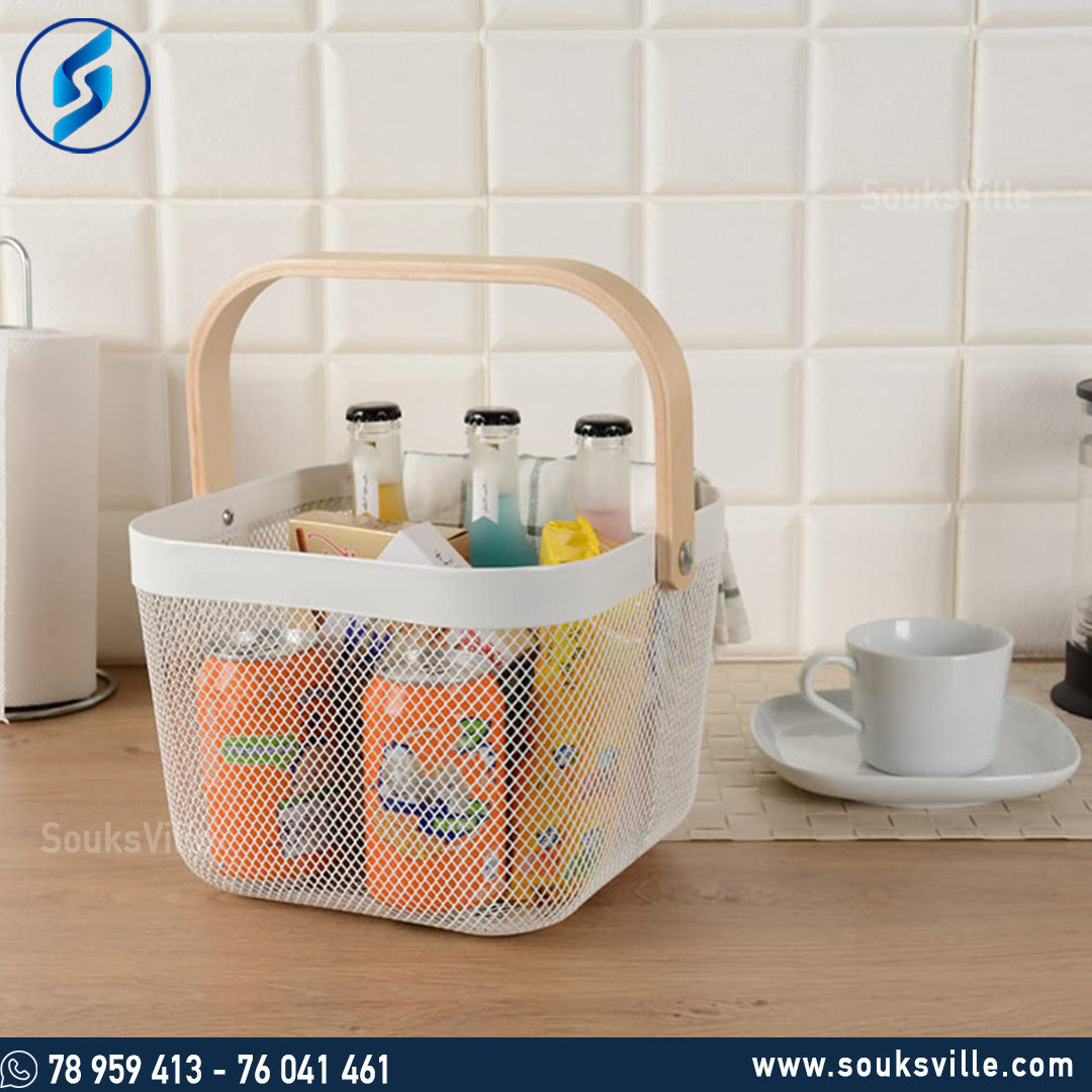Risatorp Square Basket With Wood Handle