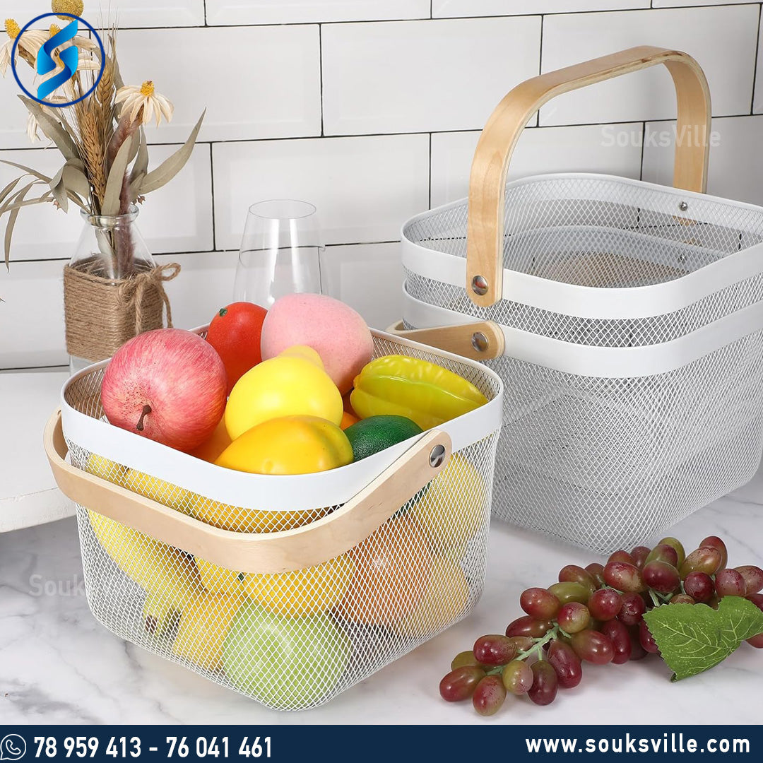 Risatorp Square Basket With Wood Handle