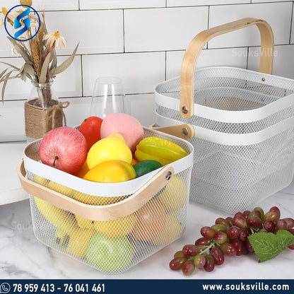 Risatorp Square Basket With Wood Handle