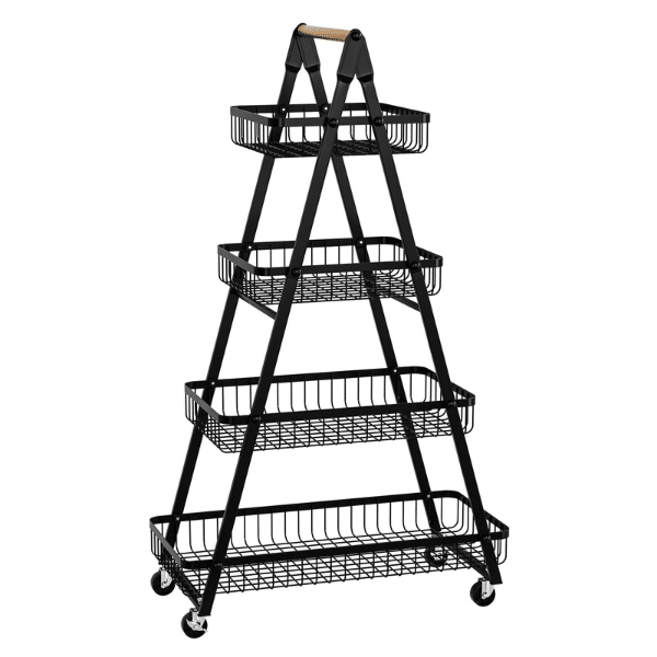 4 Tier Fruit Vegetable Storage Rack with Wheels