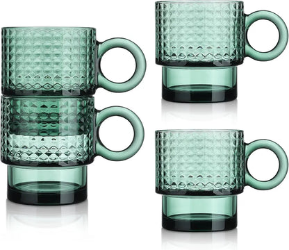 Green Glass Cup set of 2