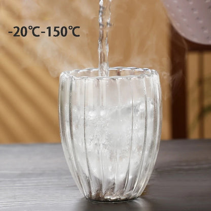 Double Wall Ribbed Galss Cup