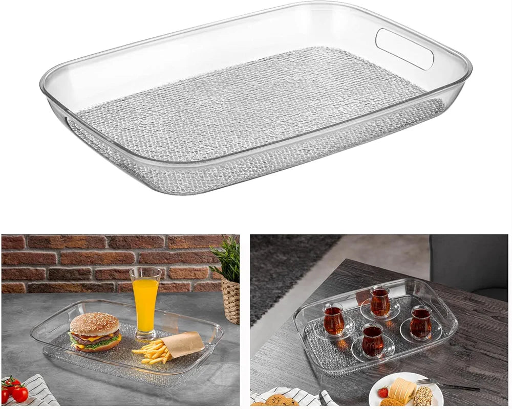 Deconox Diamond Acrylic Shatterproof Transparent Serving Tray