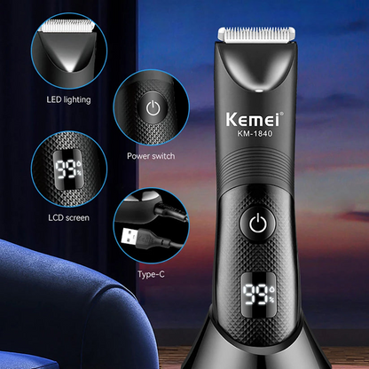 Waterproof Body Groomer With Skin Friendly Blades Kemei Hair Trimmer KM-1840