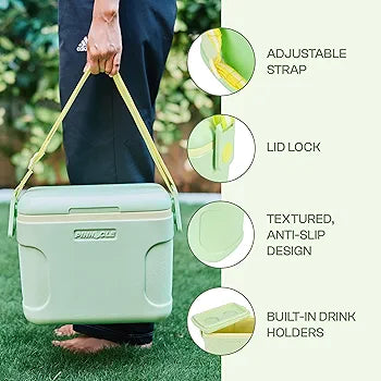 Pinnacle Passion Insulated Chiller Ice Box 8 L | Fits 12 Cans | Portable Ice Cooler Box for Picnic,Travelling,Parties & Car |Upto 36 Hrs Ice Retention | Adjustable Strap & Built-in Cup Holders