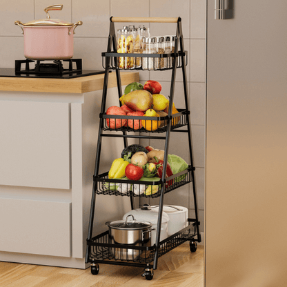 4 Tier Fruit Vegetable Storage Rack with Wheels