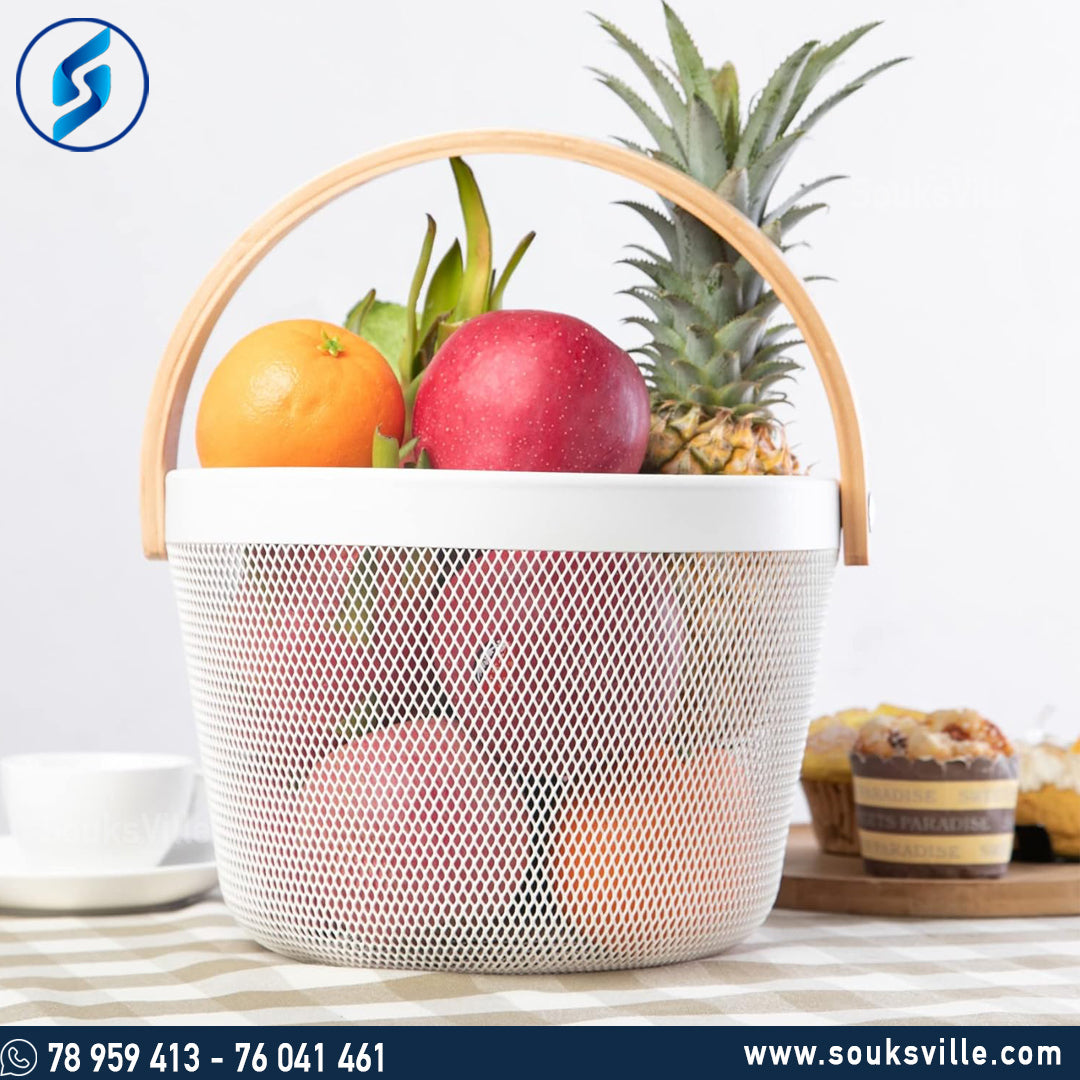 Risatorp Round  Basket With Wood Handle