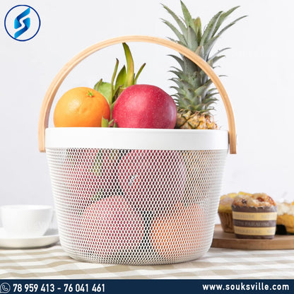 Risatorp Round  Basket With Wood Handle
