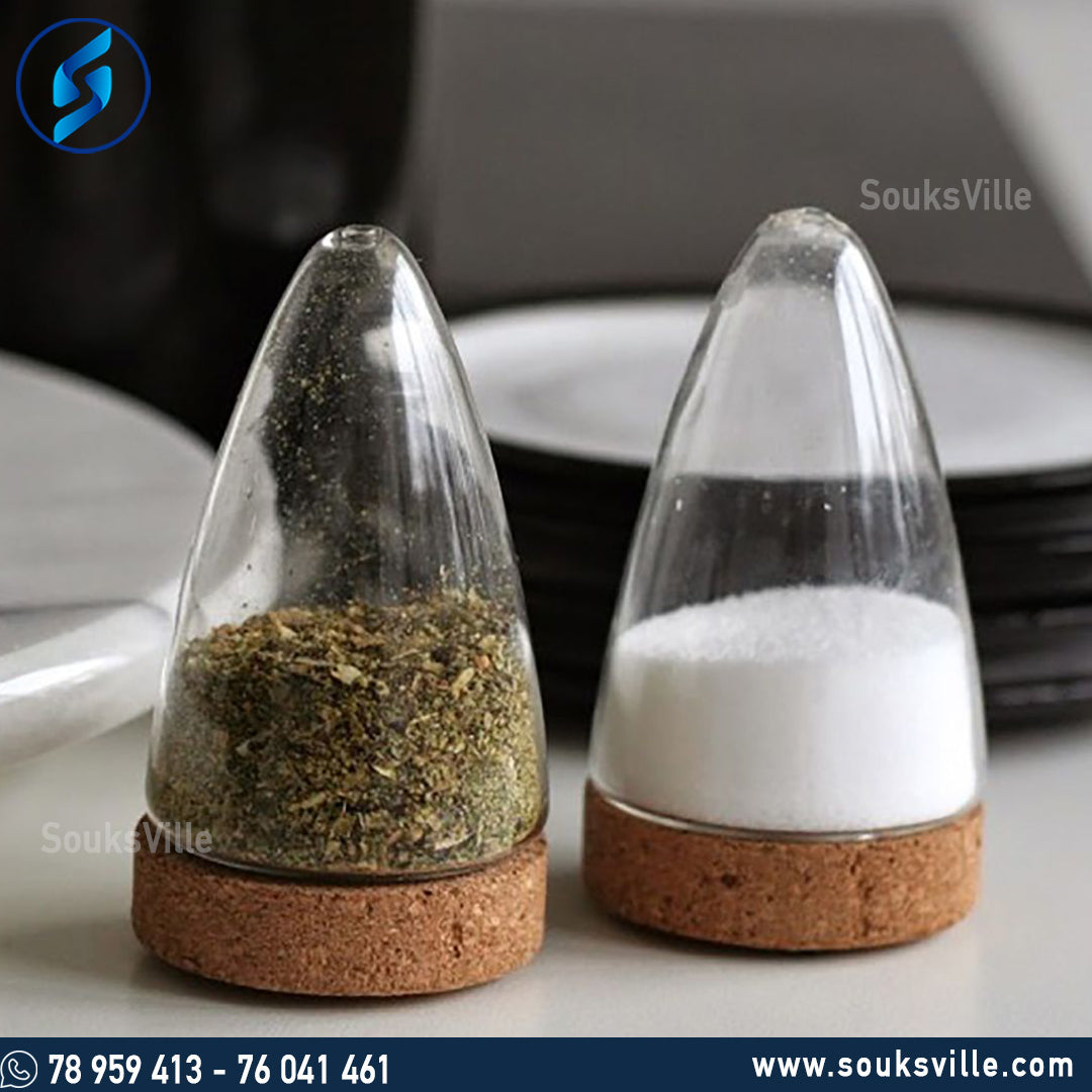 Salt and Pepper Set with Wooden Base